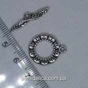 Застежка тогл металл 20х17мм и 24х3мм Цветочек, серебро