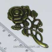 Коннектор филигрань металл 7,8х4,2 см "Роза", бронза