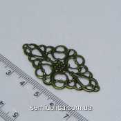 Коннектор, подвеска филигрань металл 5х2,6 см, бронза