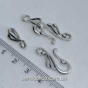 Застежка металл 25х12 мм, крючок 16 мм, серебро