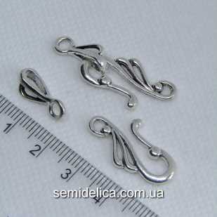 Застежка металл 25х12 мм, крючок 16 мм, серебро