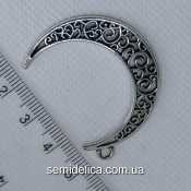 Кулон металл 40х30х1,5 мм Полумесяц, серебро