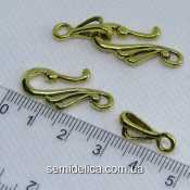 Застежка металл 25х12 мм, крючок 16 мм, золото