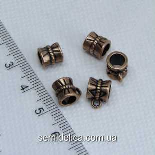 Бейл, основа для кулона, металл 10х7х7 мм, медь  