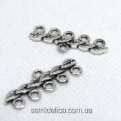 Коннектор, разделитель 28х10 мм Листочки, серебро