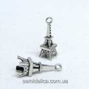 Кулон, подвеска металл 25х8х8 мм Эйфелева башня 3D, серебро