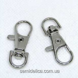 Карабин, замочек для брелка и клюей 33 мм, серебро