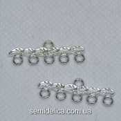 Коннектор 26х10 мм Листочки, серебро светлое