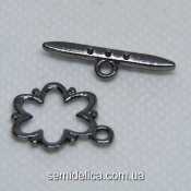 Застежка тогл 19х15х1,5мм и 24х6х4мм Цветочек, черный