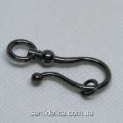 Застежка металл 38х16х8 мм Крючок с кольцом, черный