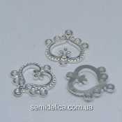 Кулон, подвеска, коннектор металл 21,5х19,5 мм, серебро