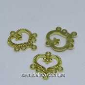 Кулон, подвеска, коннектор металл 21,5х19,5 мм, золото