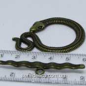 Застежка тогл металл 50х36х3 мм и 51х10 мм Змея, бронза