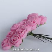 Роза из латекса 2 см, розовый