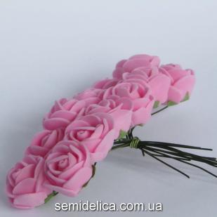 Роза из латекса 2 см, розовый