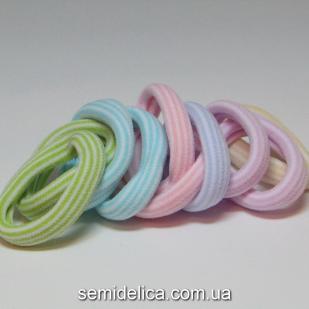 Резинки велюр 4,0 см, в полоску цветной микс (пастельные тона)