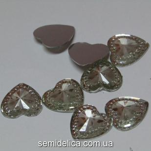 Сердце хрусталь, 16мм, прозрачный