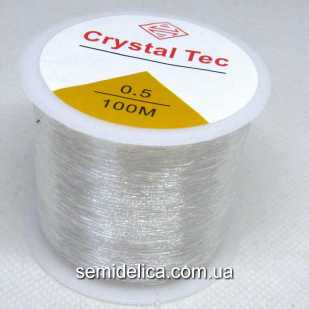 Леска-резинка, силиконовая нить резинка 0,5 мм 100 м, прозрачная