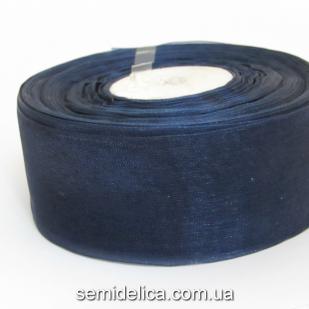Лента органза 4,0 см, синий темный