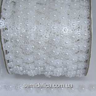 Полубусины на нитке 10 мм воздушный цветочек, белый 