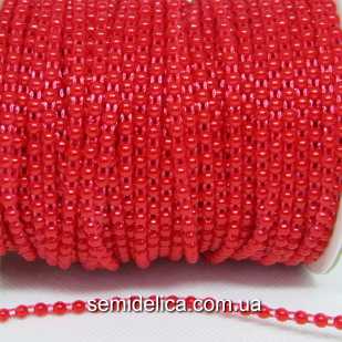 Полубусины на нитке 4 мм, красный