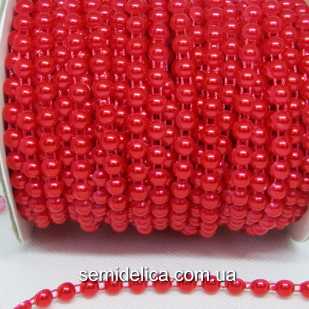 Полубусины на нитке 6 мм, красный