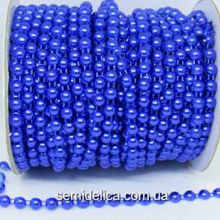 Полубусины на нитке 6 мм, синий