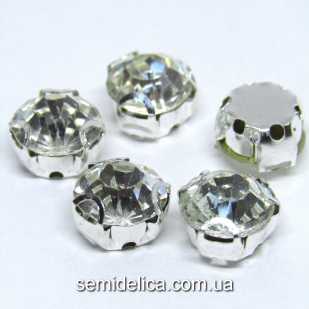 Стразы в серебряных цапах 10 мм SS45, прозрачный  