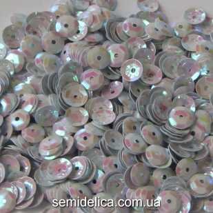 Пайетки 6 мм, белый с розовым отливом