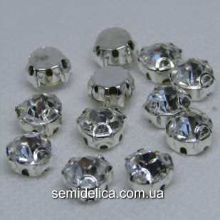Стразы в серебряных цапах 8 мм SS38, прозрачный 